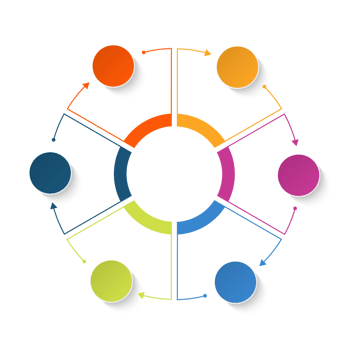 Infographic with 6 steps, process or options. png