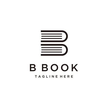 Letter Initial B Book Line Art Logo Design Template vector