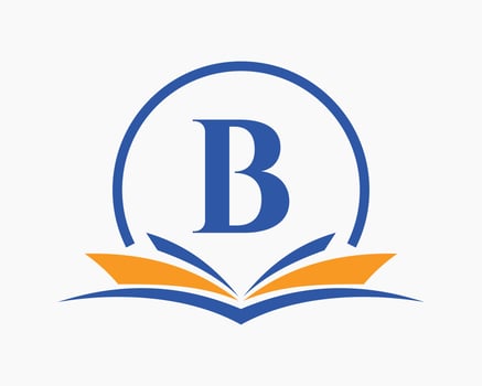 Letter B Education Logo Book Concept. Training Career Sign, University, Academy Graduation Logo Template Design vector