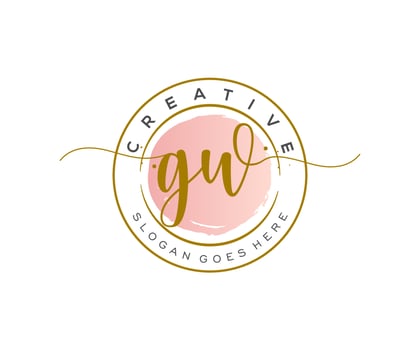 initial GW Feminine logo beauty monogram and elegant logo design, handwriting logo of initial signature, wedding, fashion, floral and botanical with creative template. vector