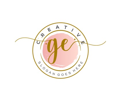 initial GE Feminine logo beauty monogram and elegant logo design, handwriting logo of initial signature, wedding, fashion, floral and botanical with creative template. vector