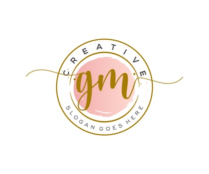 initial GM Feminine logo beauty monogram and elegant logo design, handwriting logo of initial signature, wedding, fashion, floral and botanical with creative template. vector