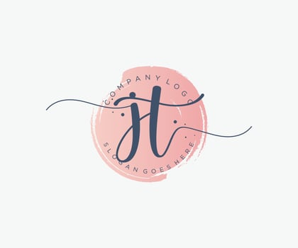 Initial JT feminine logo. Usable for Nature, Salon, Spa, Cosmetic and Beauty Logos. Flat Vector Logo Design Template Element.