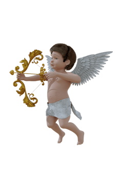 3D Illustration , Valentine guardian Flying Cupid holding png