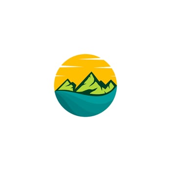 mountain vector logo design. Mountain climber.