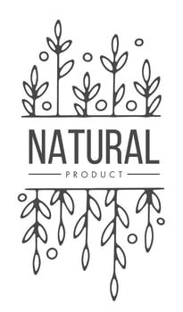 Natural product, label or emblem with flowers vector