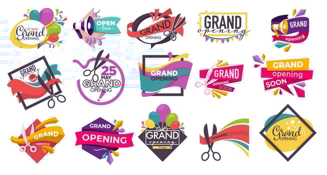 Grand opening cutting scissors and ribbons banner vector