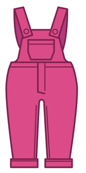 Girlish denim jumpsuit with adjustable straps, kids clothes vector