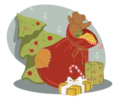 Sack with presents for New Year and Christmas vector