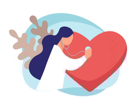 Cardiologist listening to heart beat, doctor with stethoscope vector