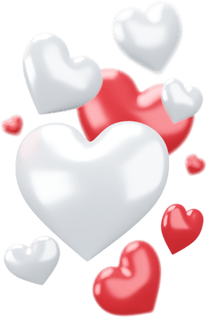 Set of Red and White Hearts Isolated Decorations png