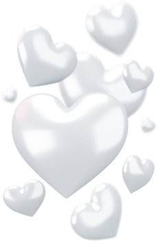Set of White Hearts Isolated Decorations png