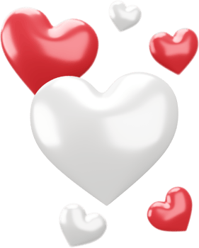 Set of Red and White Hearts Isolated Decorations png