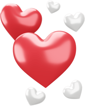 Set of Red and White Hearts Isolated Decorations png