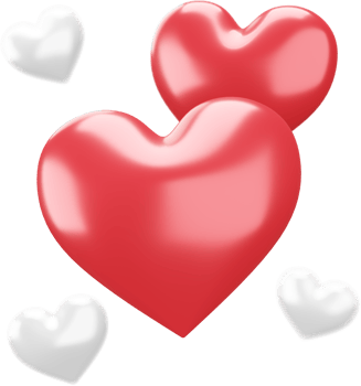 Set of Red and White Hearts Isolated Decorations png