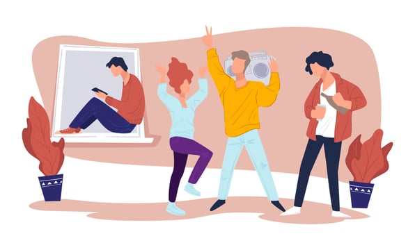Partying friends or university students in dorm vector