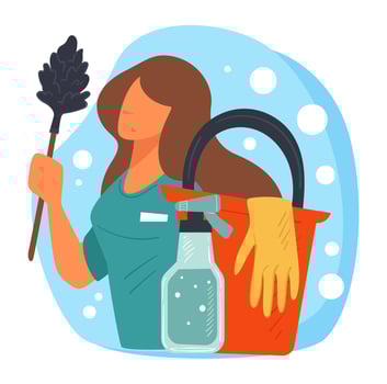 Cleaning services company, housekeeper or maid for home vector