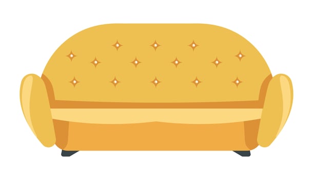 Modern sofa of rounded shape, furniture for home vector
