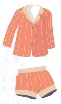 Pajama set of shorts and tshirt, unisex sleepwear vector