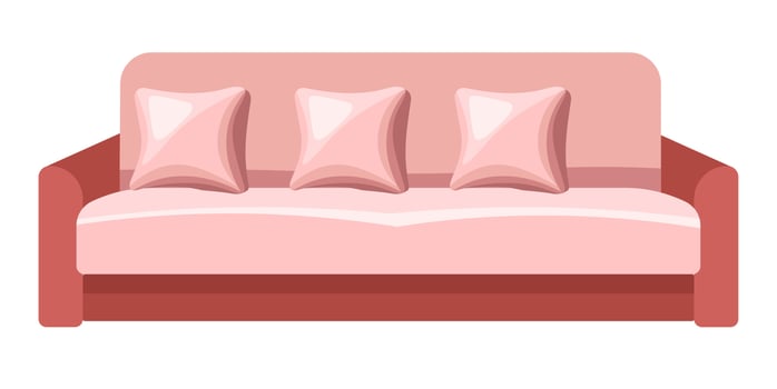 Contemporary sofa with cushions, comfy furniture for home vector
