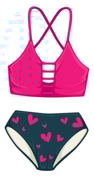 Bathing suit with high waist panties, summer fashion vector