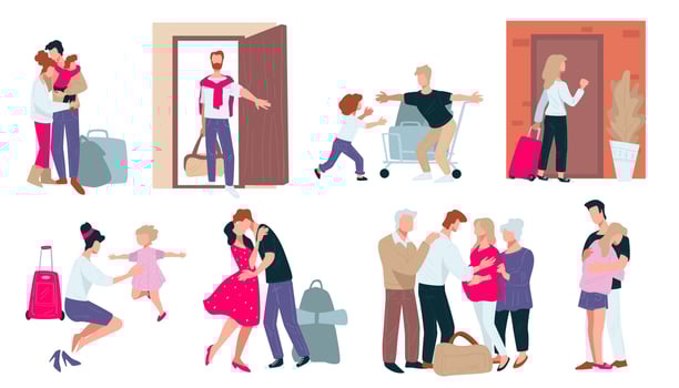 People coming back home from trip or adventure vector