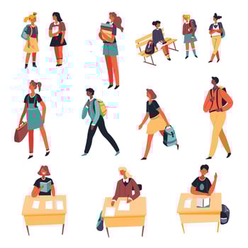 Pupils and teachers, learning and teaching in school vector