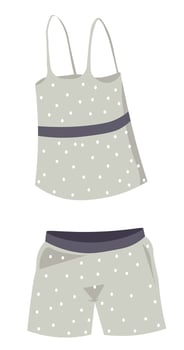 Pajama for females, top and shorts for sleeping vector