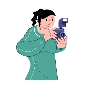 hobby character take a photo vector illustration