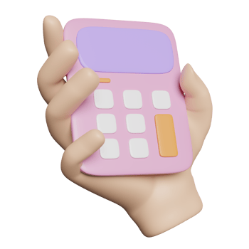 3d hand holds pink calculator icon for accounting finance isolated. minimal concept 3d render illustration png