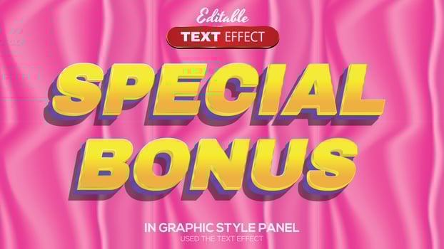 3D editable text effect special bonus theme vector