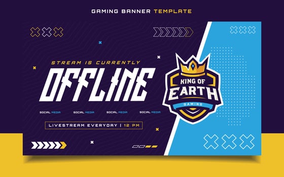 Stream Offline Gaming Banner  Template with Logo for Social Media Flyer vector