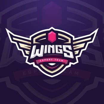 Wings Esports Logo Template for Gaming Tournament or Social Media vector