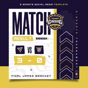 Match Result E-sports Gaming Banner Template for social media Flyer with Logo vector