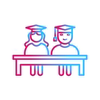 Unique Students Sitting Vector Icon