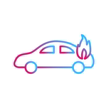 Unique Car on Fire Vector Icon