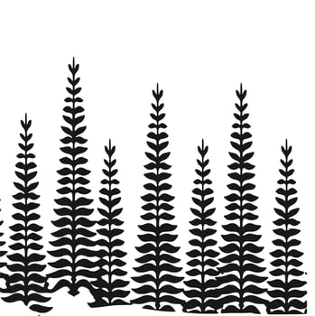 Black and white vector of plants , trees and foliage