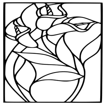 Black and white stained glass template and patterns vector