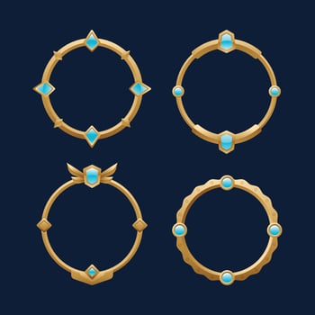 Metal circle frame border kit for game asset icons interface vector