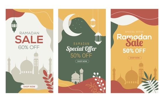 Ramadan story template design banner sale for business promotion vector
