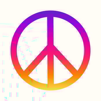 Icon, sticker in hippie style with rainbow gradient Peace sign vector