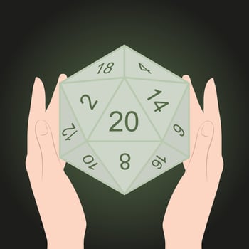 D20 Dice icosahedron. 20 sided die number role playing game. RPG vector
