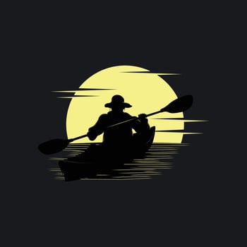 River kayak silhouette logo template vector