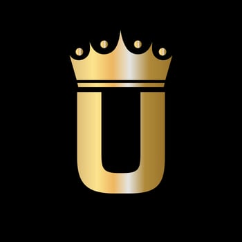Letter U Charity Crown Logo Design With Unit Symbol Vector Template