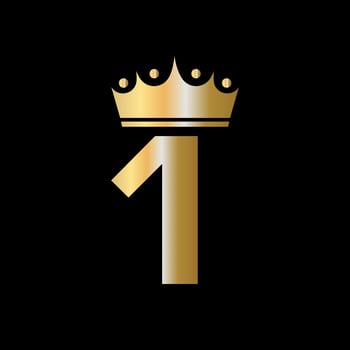 Letter 1 Charity Crown Logo Design With Unit Symbol Vector Template