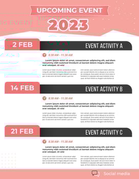 Upcoming monthly event schedule flyer poster template. vector