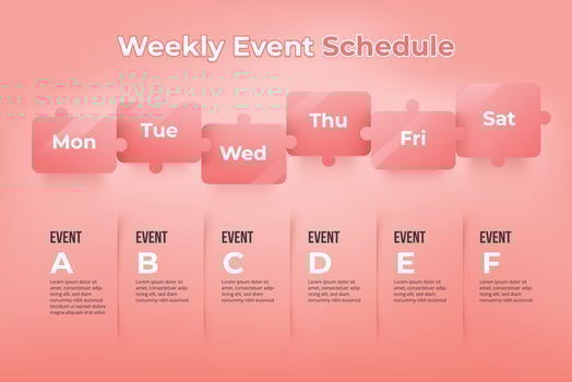 Weekly Event schedule plan on white. vector