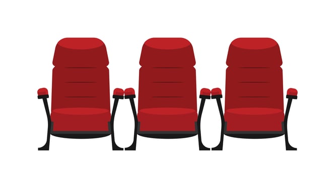 Cinema concept - Front view of red cinema chair vector