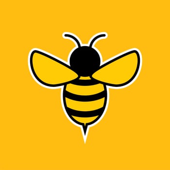 honey bee flat design vector illustration. bee icon. bumblebee logo