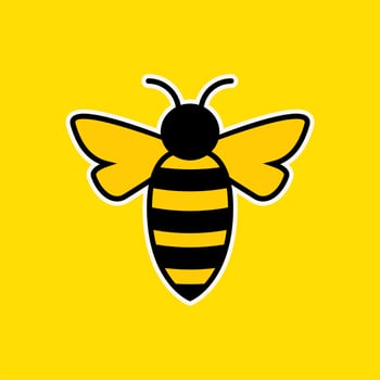 honey bee flat design vector illustration. bee icon. bumblebee logo